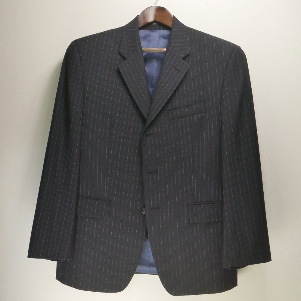 Lauren Ralph Lauren Mens Navy Pinstripe Wool Suit Jacket 40S